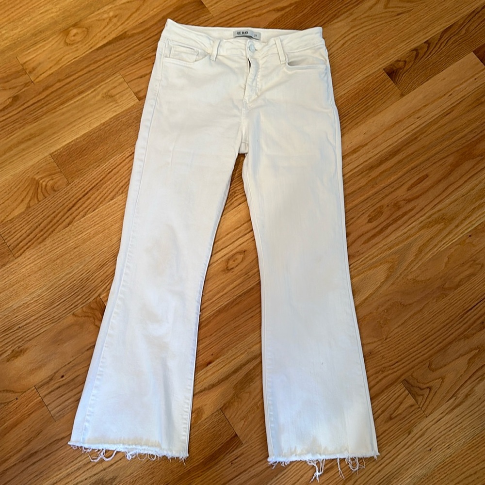 Just Black White jeans with frayed bottom